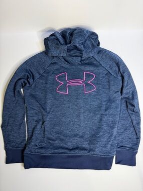 Under Armour Navy Blue Hoodie with Pink Logo